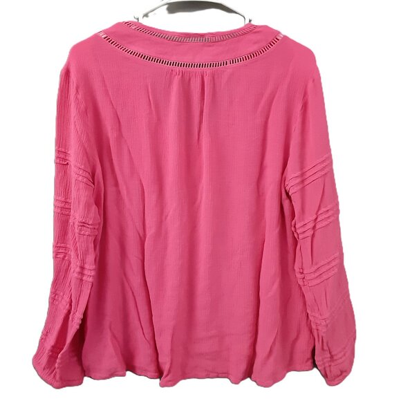 Cato Womans Pullover Top Size XL, Pink, Long Sleeve, Elastic Cuff Rayon Blend - Picture 2 of 8